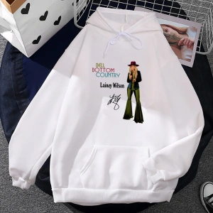 Beyaz Unisex Çan alt ülke albümü grafik Lainey Wilson şarkıcı Moletom rahat