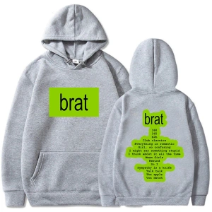 Beyaz Unisex Charli XCX şarkıcı baskı albümü Brat grafik kapüşonlu caderas Con C