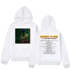 Beyaz Unisex Donald Glover Bando taş ve yeni dünya Hoodieslar rahat Pop