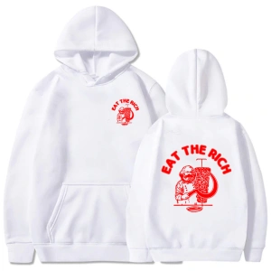 Beyaz Unisex Doner kebabı zengin Hoodie temel sonbaharHarajuku çift baskılı