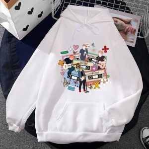 Beyaz Unisex Ed Sheeran Tur Kapüşonlular ErkekEstetikiyim Cep