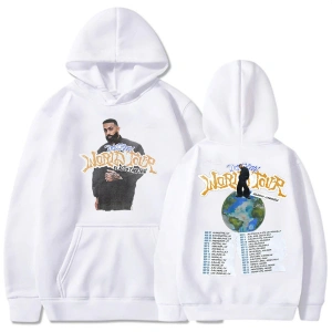 Beyaz Unisex Eladio Carrión DON KBRN Dünya Turu Rahat kapüşonlu