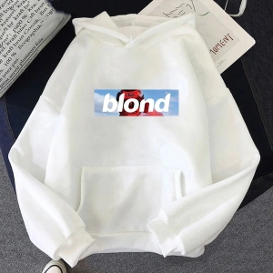 Beyaz Unisex Frank O-ocean Sarışın Hoody Rahat ve Hoodie Minimalizm Bask