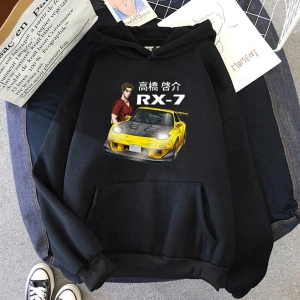 Beyaz Unisex Fujiwara Tofu dükkanı AE86 Manga Hoodie lar kewomen ke Takahashi FD RX7 kapüşon