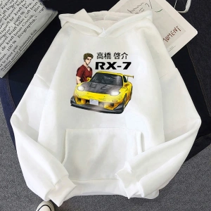 Beyaz Unisex Fujiwara Tofu dükkanı AE86 Manga Hoodie lar kewomen ke Takahashi FD RX7 kapüşon