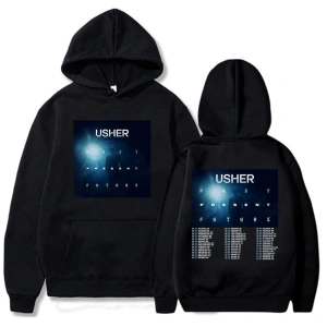 Beyaz Unisex Geçmiş mevcut gelecek tur Usherr rapçi grafik Casual kaz