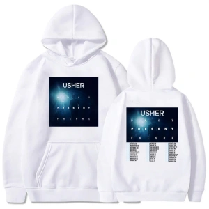 Beyaz Unisex Geçmiş mevcut gelecek tur Usherr rapçi grafik Casual kaz