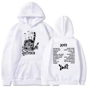 Beyaz Unisex giysi 2093 Yeat kalça HopMoletom kapşonlu Streetwear uzun k