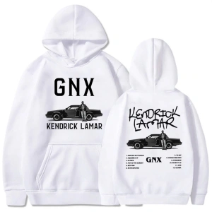 Beyaz Unisex GNX Albümü Baskı Kapüşonlular Kendrick Lamar Rapçi Rock Tarzı Streetweed