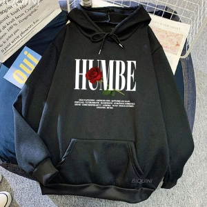 Beyaz Unisex Gül Humbe baskı rahat için kışsonbahar Streetwear Hip Hopse