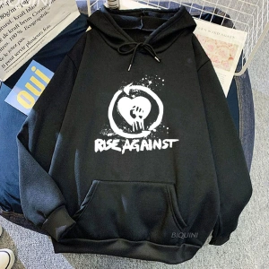 Beyaz Unisex Hip Hop grafik Moletom karşı yükselişi Masculino kapşonlu mod