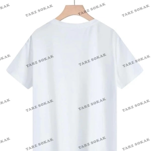 Beyaz Unisex Ikili Ateş Ve Su Baskılı Sevgili Çift Bisiklet Yaka Oversize