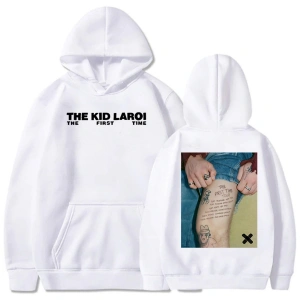Beyaz Unisex Ilk kez çocuk LAROI Hoodie kızlar albümü grafik Sweatshirt cep Ropa Hombre giyim