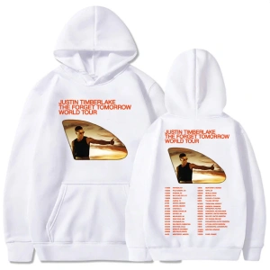 Beyaz Unisex Justin Timberlake Singer Printing The Forget Tomorrow World Tour 2025 Sweatshirts Lon