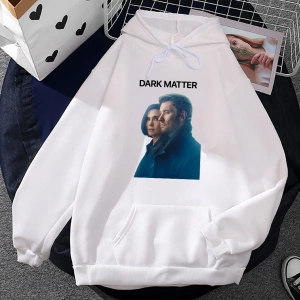 Beyaz Unisex Karanlık madde TV grafik Hoodiesekler cep giyim ile Streetwear güzse