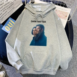 Beyaz Unisex Karanlık madde TV grafik Hoodiesekler cep giyim ile Streetwear güzse