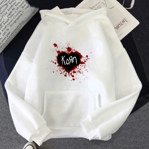 Beyaz Unisex Korn Band Ağır Zihinsel Hoodie Funko Pop D