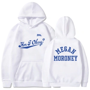 Beyaz Unisex Megan Moroney Am ben tamam albüm baskı Hooded deras kapşonlu
