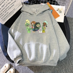 Beyaz Unisex Mektup Bratz Hoodieslar rahat Crewneck Kpop spor sıcak gev