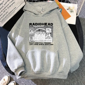Beyaz Unisex Moda Radiohead Hoodie için Rock Band müzik hayranları boy grafik gi