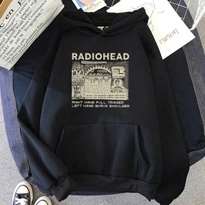 Beyaz Unisex Moda Radiohead Hoodie için Rock Band müzik hayranları boy grafik gi