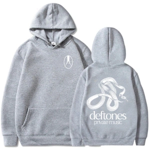 Beyaz Unisex Özel Müzik Işlemeli Hoodie Rock Grubu Deftones Streetweed Moda