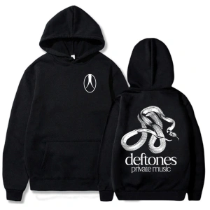Beyaz Unisex Özel Müzik Işlemeli Hoodie Rock Grubu Deftones Streetweed Moda