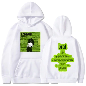 Beyaz Unisex Pop müzik şarkıcı Charli XCX hayranları için albümü Brat grafik baskı il