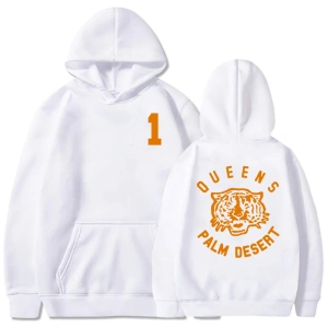 Beyaz Unisex Queens Palm çöl kaplan baskı Queens taş yaş Hip Hop Streetwear