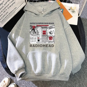 Beyaz Unisex Radiohead Hoodie Klasikrafik Üstleri Baskılı Moda