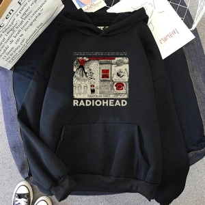 Beyaz Unisex Radiohead Hoodie Klasikrafik Üstleri Baskılı Moda