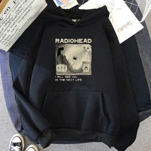 Beyaz Unisex Radiohead RadioIndie Fan Hoodie Komik Grafik SonbaharHarajuk