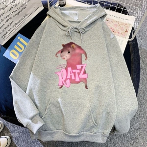 Beyaz Unisex Ratz pembe fare baskı Kawaii karikatür