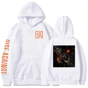 Beyaz Unisex RISE AGAINST RICOCHET Kapüşonlular Erkekrafik Rahat Gevşek Rock Grubu