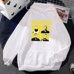 Beyaz Unisex Rock Band Rancid grafik kapüşonlu Hip Hop moda Harajuku k