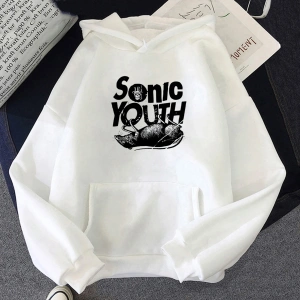 Beyaz Unisex S-Sonic Gençlik Müzik Grubu Harajuku Kapüşonlular Estetik Yakışıklı Manga Grafik Kaz