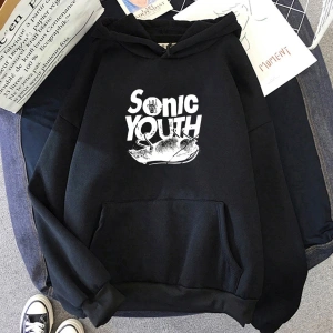 Beyaz Unisex S-Sonic Gençlik Müzik Grubu Harajuku Kapüşonlular Estetik Yakışıklı Manga Grafik Kaz