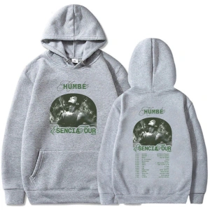 Beyaz Unisex Şarkıcı grafik Esencia tur Humbe kapşonlu erkekağır