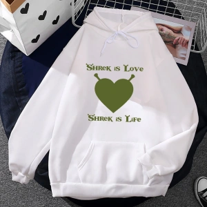 Beyaz Unisex Shrekk Aşktır Shrekk1 Hayat Hoodie SonbaharKapşonlu Sudadera Raha