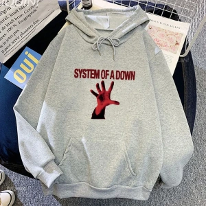 Beyaz Unisex Sistemi Aşağı Hoody Vintage Ağır Zihinsel Bant Elbise Sokak Eşofman Sonbahark