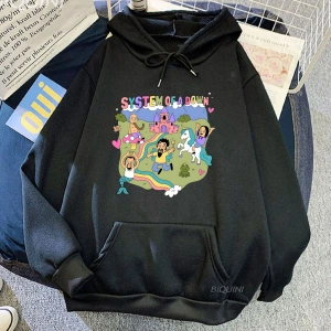 Beyaz Unisex Sistemi Aşağı Kapüşonlular Rahat Cep Rock Grubu Kawai