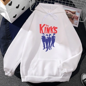 Beyaz Unisex Streetwear Band Kinks Hip Hop rahat Sweatshirts deras