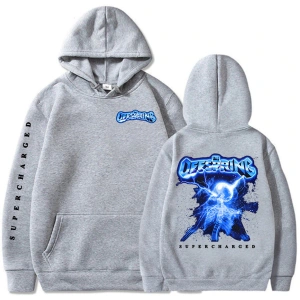 Beyaz Unisex SUPERCHARGED Kapüşonlular The Offspring Rock Grubu Baskı Yeni Albüm Grafik