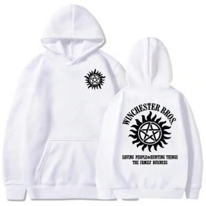 Beyaz Unisex Supernaturall Winchester Bros kapüşonlu Moletom Masculino