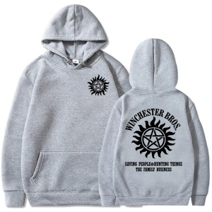 Beyaz Unisex Supernaturall Winchester Bros kapüşonlu Moletom Masculino