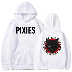 Beyaz Unisex Tame Pixies Band Grafik Baskı Rahat Sokak Modası Kad