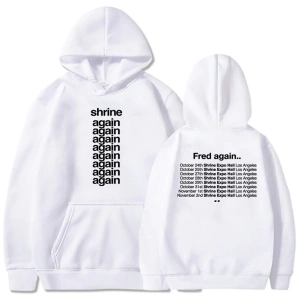 Beyaz Unisex Tapınak Fred tekrar on gün kapşonlu grafik giysi ağır zihinsel m