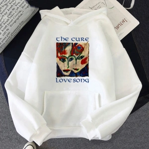 Beyaz Unisex Tedavi Aşk Şarkısı Soyut Sanat Estetik Baskıi Komik kapüşonlu eşofman