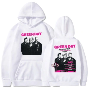 Beyaz Unisex The Saviors Tour 2025 Green Day Rock Band Graphic Sweatshirts Sudaderas Long S