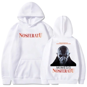 Beyaz Unisex The Vampire Printing Horror Movie Nosferatu Graphic Sweatshirts Long Sleeve MenWomen